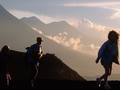 Trekkers on Agua Volcano above Antigua Guatemala