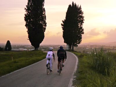 Sunset riding in southern Tuscany
