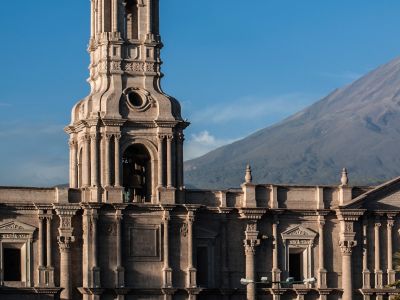 El Mist Volcano and Arequipa Cathedral - Arequipa, South America