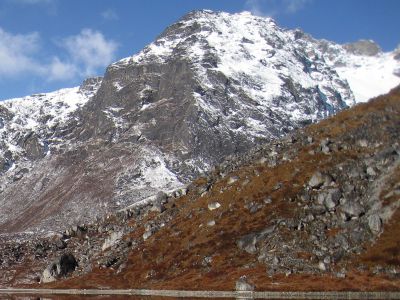 Samiti Lake and mountains, Sikkim Kanchenjunga trek, India