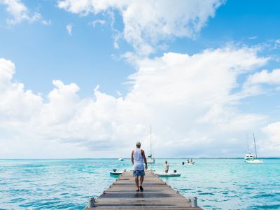 Wooden Dock on Sandy Beach Anguilla