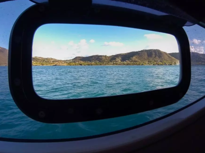 Antigua view from yacht window