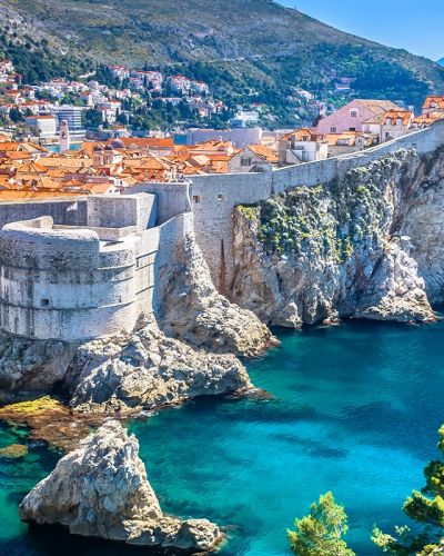 Aerial view at famous european travel destination in Croatia, Dubrovnik old town