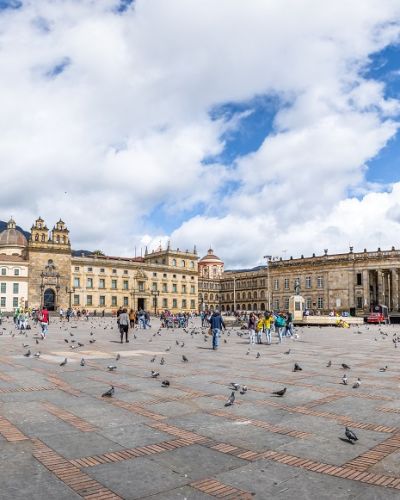 Panoramic view of Bolivar Square, Bogota, Colombia, South America