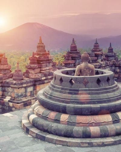 borobudur temple at sunrise java indonesia