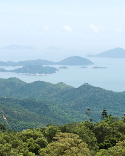 Hong Kong, Lantau Island Giant Buddha of Po Lin Monastery with blue sky, Asia