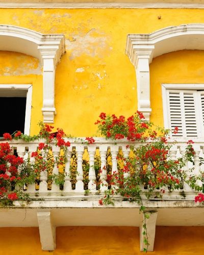 Colorful windows of Cartagena
