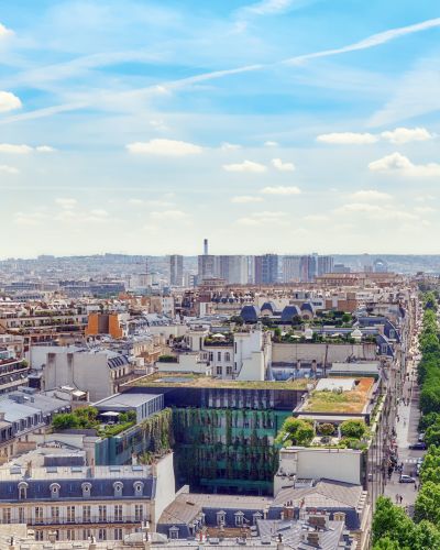Enchanting Travels France Tours Beautiful panoramic view of Paris from the roof of the Triumphal Arch. View of the Eiffel Tower