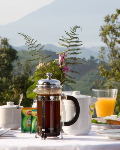 Breakfast at hotel Clouds Estate in Winelands, South Africa