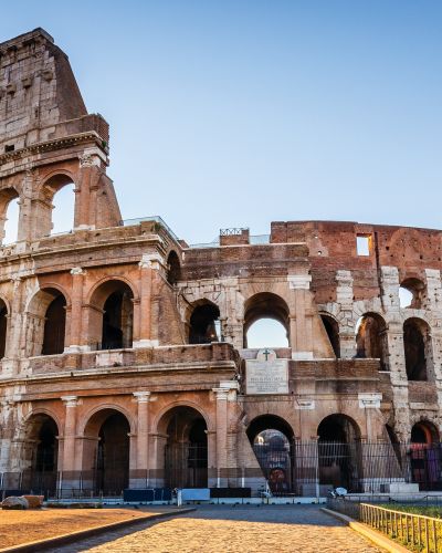 Rome, Italy. The Colosseum or Coliseum at sunrise