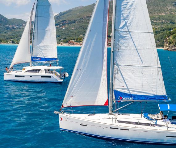 Sunsail Yachts Sailing Around Corfu Island Greece