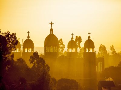 Ethiopian orthodox church at dawn, Addis Ababa