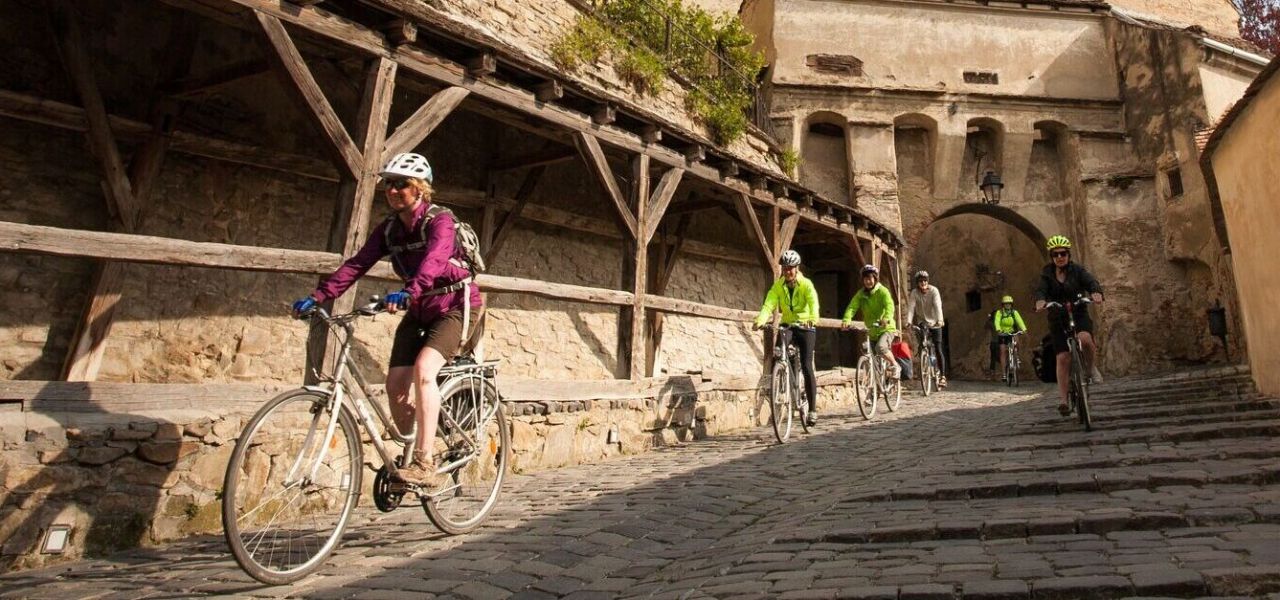 Cycling through Sighisoara