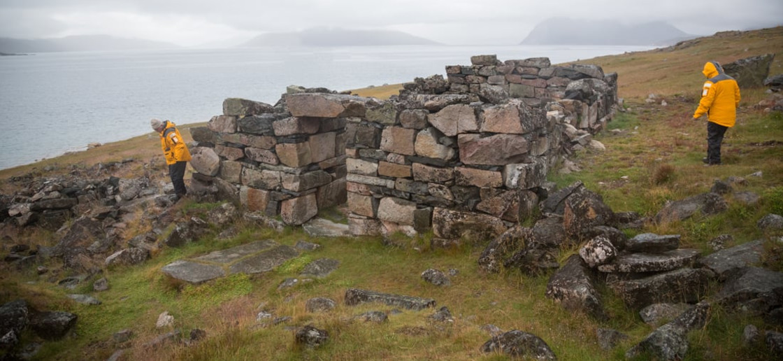 Guests exploring Hvalsey, South Greenland
