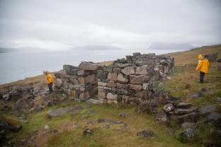 Guests exploring Hvalsey, South Greenland