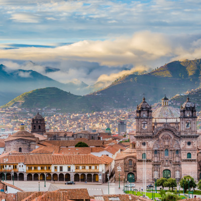 Morning sun rising at Plaza de armas, Cusco