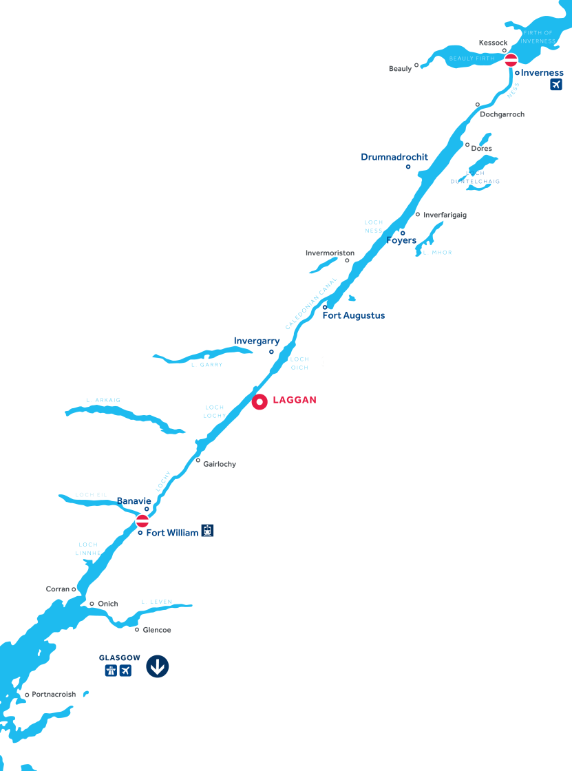 Loch Ness and the Caledonian Canal map