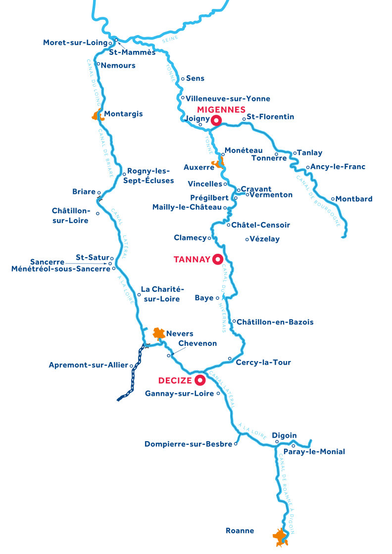Burgundy Nivernais Loire map