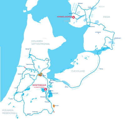 Mapa de la zona de navegación de Holanda, Ámsterdam y Frisia