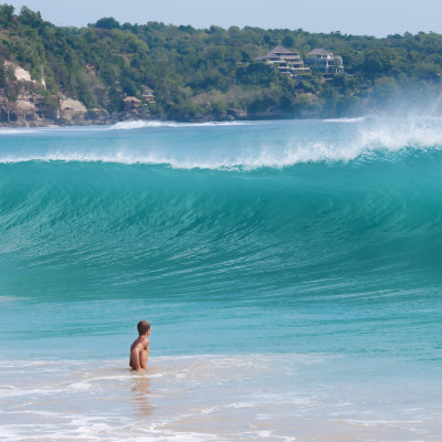 Giant wave coming to the shore. Dreamland beach, Bali, Indonesia, Asia