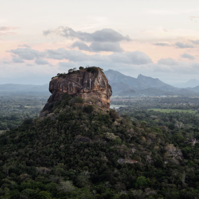 The historical Sigiriya rock fortress is surrounded by a breathtaking landscape, Sri Lanka, Asia