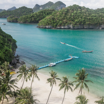 Sea beach island sky with bird eye view at Mu Ko Ang Thong