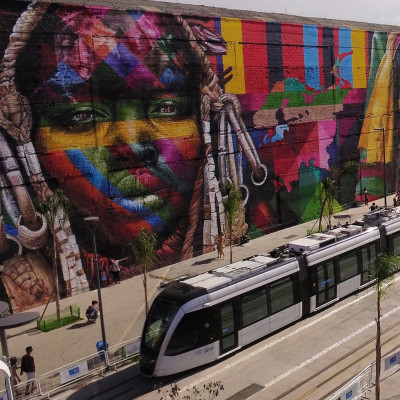 Graffiti painting at downtown Rio de Janeiro, Brazil, South America