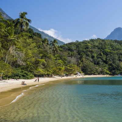 Praia de Abraaozinho (Abraaozinho Beach) in tropical Ilha Grande (Grande Island) in south Rio de Janeiro, Brazil, South America