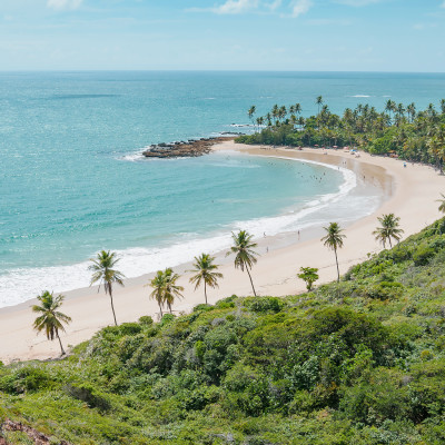 Top view of Praia de Coqueirinho at Costa do Conde, Brazil, South America