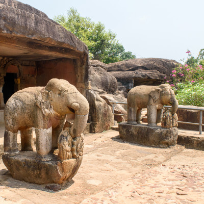 Udaygiri Caves, Stone carving on the wall of temples, Bhubaneswar, India