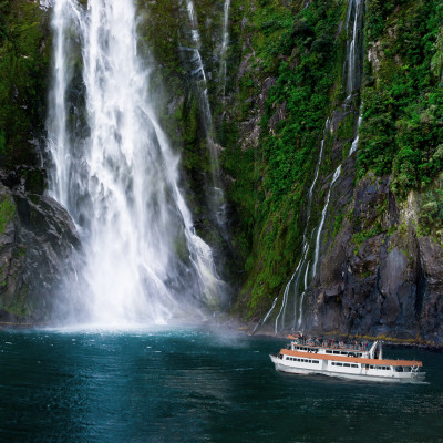 Stirling Falls at Milford Sound in South Island of New Zealand