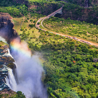 Rainbow over Victoria Falls in Zimbabwe, Africa - Africa Safari and Seychelles Tour