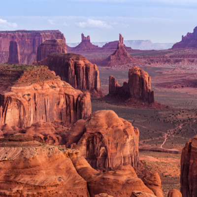 Sunrise in Hunts Mesa navajo tribal majesty place near Monument Valley, Arizona, USA