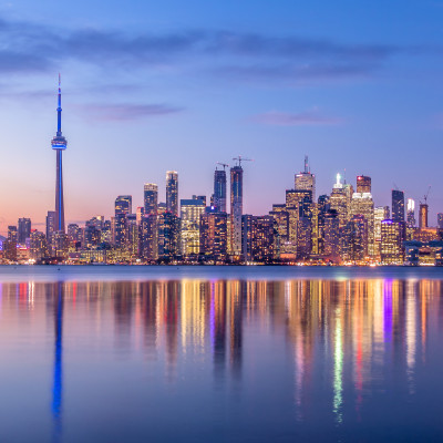 Toronto Skyline with purple light - Toronto, Ontario, Canada