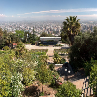 View of Santiago de Chile from the hills in the city center, Chile, South America