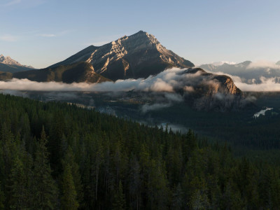 a view of a snow covered mountain