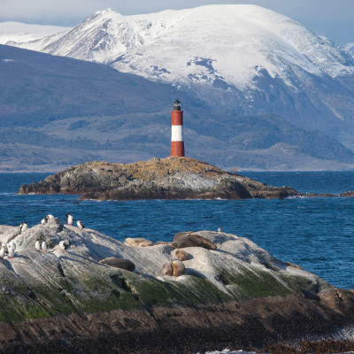 Lighthouse End of the world in the Beagle Channel, Ushuaia, Patagonia