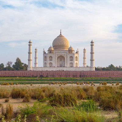 Breathtaking view of Taj Mahal from distance, Agra, India