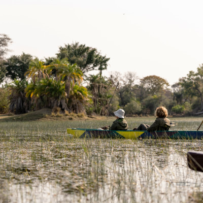 Mokoro ride in the okawango delta in Botswana, Africa