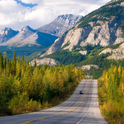 Scenic road through Jasper National Park, Canada