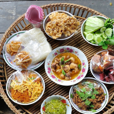 Kantoke, traditionally meal set was popular in North of Thailand, particularly Chiang Mai, Asia