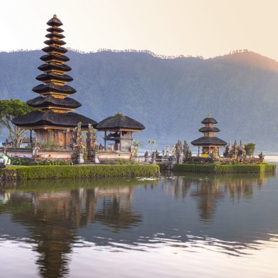 Pura Ulun Danu Bratan, Hindu temple on Bratan lake, Bali, Indonesia, Asia