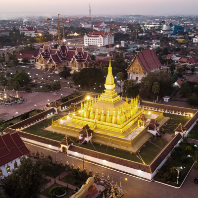 Pha That Luang, 'Great Stupa' is a gold-covered large Buddhist stupa in the centre of Vientiane, Laos, Asia