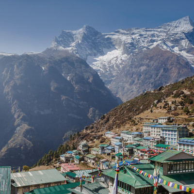 View on Namche Bazar, Khumbu district, Himalayas, Nepal, Asia