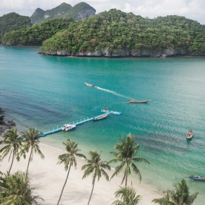 Sea beach island sky with bird eye view at Mu Ko Ang Thong