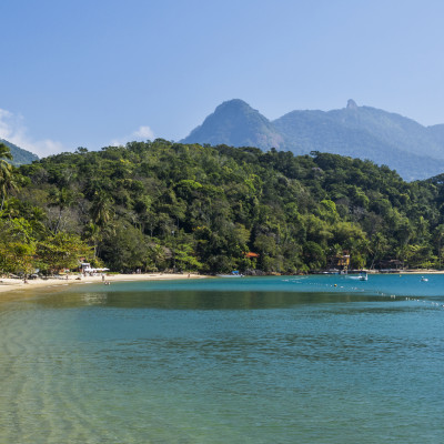 Praia de Abraaozinho (Abraaozinho Beach) in tropical Ilha Grande (Grande Island) in south Rio de Janeiro, Brazil, South America