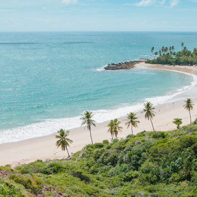 Top view of Praia de Coqueirinho at Costa do Conde, Brazil, South America