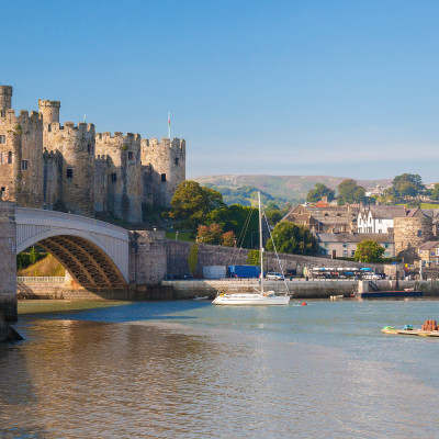 Famous Conwy Castle in Wales, United Kingdom, series of Walesh castles, Europe