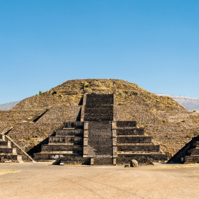 View of the Pyramid of the Moon at Teotihuacan. UNESCO world heritage in Mexico