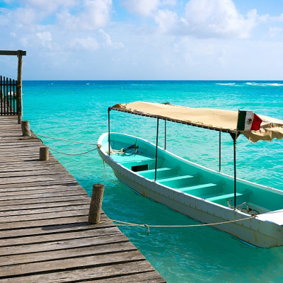 Enchanting Travels Mexico Tours Caribbean beach pier in Costa Maya of Mayan Mexico